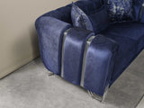 Santana Navy Velvet Sofa & Loveseat / 2pc - Ornate Home