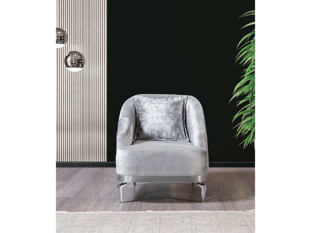 Santana Silver Velvet Chair - Ornate Home