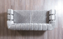 Santana Silver Velvet Sofa & Loveseat / 2pc - Ornate Home