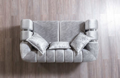 Santana Silver Velvet Sofa & Loveseat / 2pc - Ornate Home
