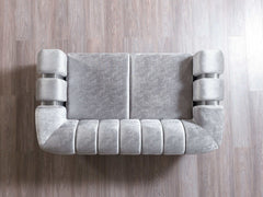 Santana Silver Velvet Sofa & Loveseat / 2pc - Ornate Home