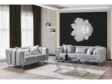 Santana Silver Velvet Sofa & Loveseat / 2pc - Ornate Home