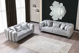 Santana Silver Velvet Sofa & Loveseat / 2pc - Ornate Home