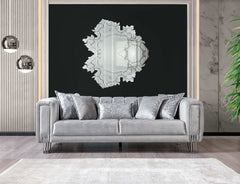 Santana Silver Velvet Sofa & Loveseat / 2pc - Ornate Home