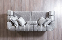 Santana Silver Velvet Sofa & Loveseat / 2pc - Ornate Home