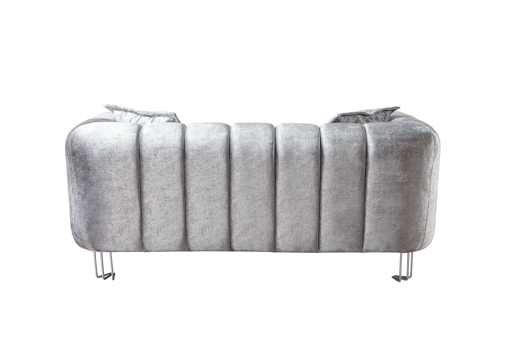 Santana Silver Velvet Sofa & Loveseat / 2pc - Ornate Home
