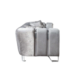 Santana Silver Velvet Sofa & Loveseat / 2pc - Ornate Home