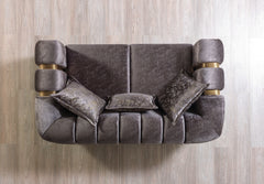 Santana Smoke Velvet Sofa & Loveseat / 2pc - Ornate Home