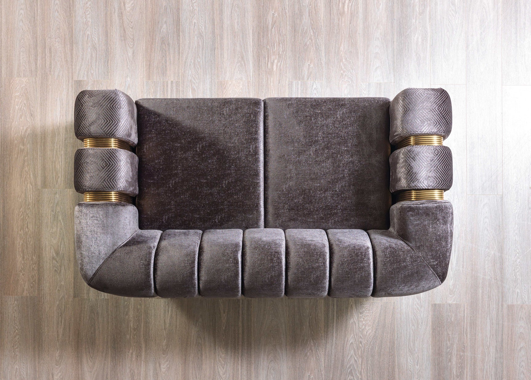 Santana Smoke Velvet Sofa & Loveseat / 2pc - Ornate Home