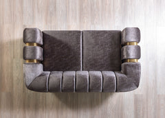 Santana Smoke Velvet Sofa & Loveseat / 2pc - Ornate Home