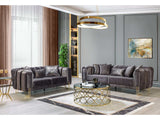 Santana Smoke Velvet Sofa & Loveseat / 2pc - Ornate Home