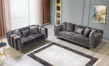 Santana Smoke Velvet Sofa & Loveseat / 2pc - Ornate Home