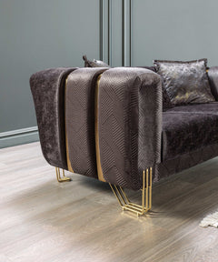 Santana Smoke Velvet Sofa & Loveseat / 2pc - Ornate Home