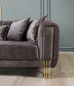 Santana Smoke Velvet Sofa & Loveseat / 2pc - Ornate Home