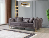 Santana Smoke Velvet Sofa & Loveseat / 2pc - Ornate Home