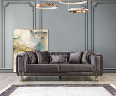 Santana Smoke Velvet Sofa & Loveseat / 2pc - Ornate Home