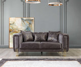 Santana Smoke Velvet Sofa & Loveseat / 2pc - Ornate Home