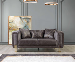 Santana Smoke Velvet Sofa & Loveseat / 2pc - Ornate Home