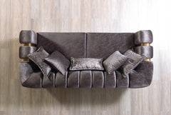 Santana Smoke Velvet Sofa & Loveseat / 2pc - Ornate Home