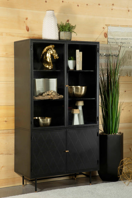 Santiago Matte Black Tall Accent Cabinet - Ornate Home
