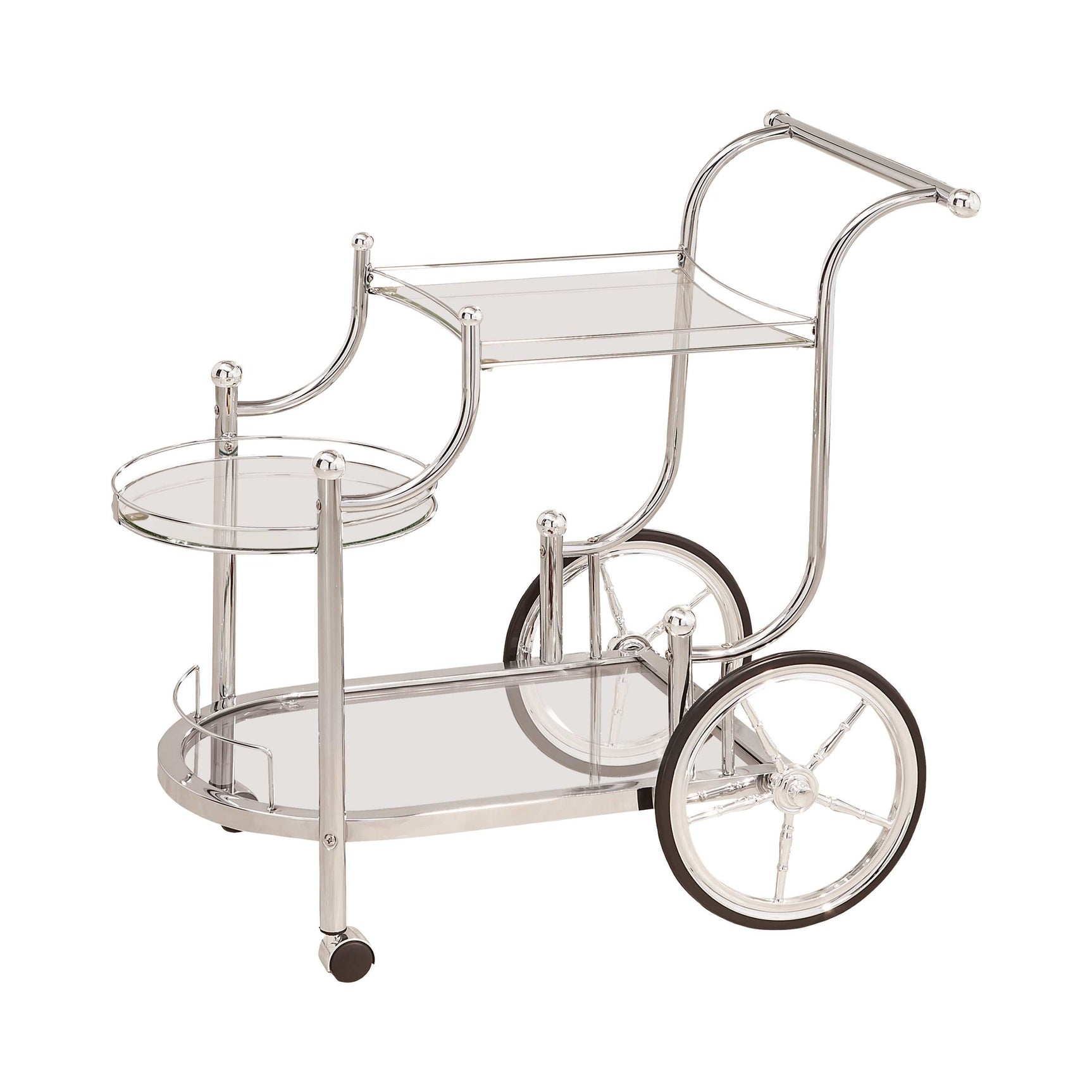 Sarandon Chrome & Clear 3Tier Serving Cart - Ornate Home
