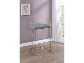 Sarina Grey & Chrome Bar Stools (Set Of 2) - Ornate Home