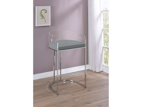 Sarina Grey & Chrome Bar Stools (Set Of 2) - Ornate Home