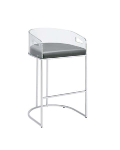 Sarina Grey & Chrome Bar Stools (Set Of 2) - Ornate Home