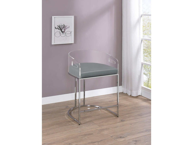 Sarina Grey & Chrome Counter Height Stools (Set Of 2) - Ornate Home