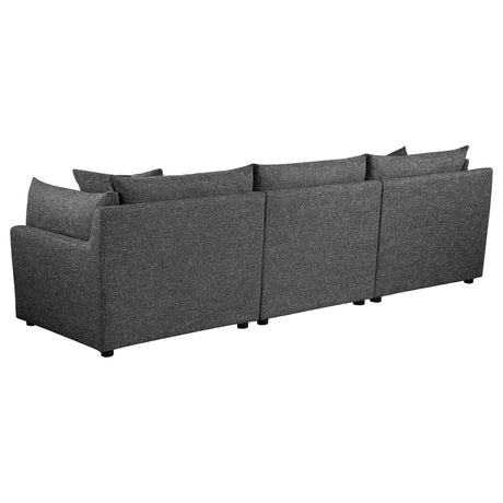 Sasha Barely Black 3 Pc Sectional - Ornate Home
