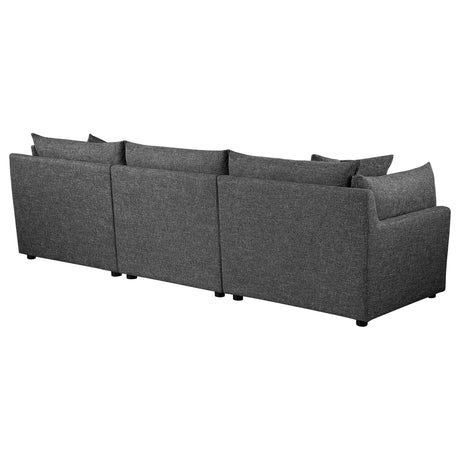 Sasha Barely Black 3 Pc Sectional - Ornate Home