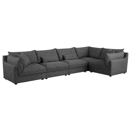 Sasha Barely Black 5 Pc Sectional - Ornate Home