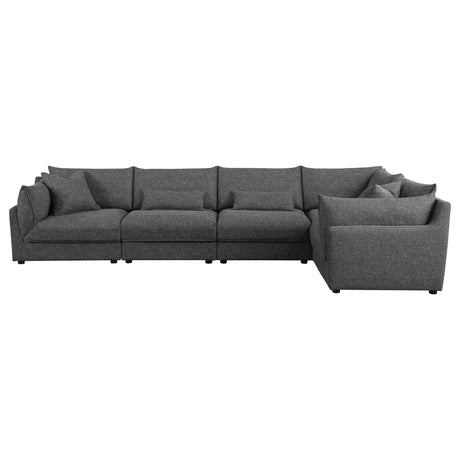 Sasha Barely Black 5 Pc Sectional - Ornate Home