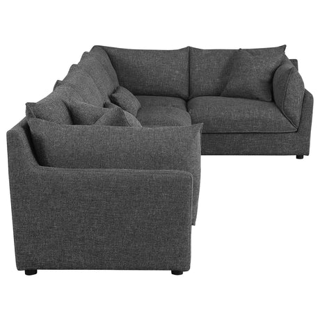 Sasha Barely Black 5 Pc Sectional - Ornate Home