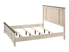 Sawyer Antique White/Brown King Panel Bed - Ornate Home