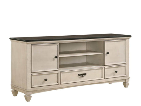 Saywer Antique White/Brown 68" TV Stand - Ornate Home