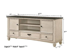 Saywer Antique White/Brown 68" TV Stand - Ornate Home