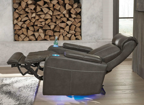 Screen Time Graphite Power Recliner w/ LED - Ornate Home