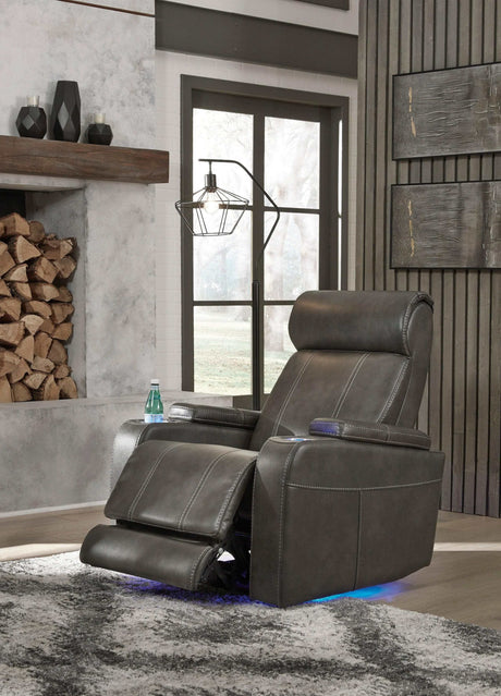 Screen Time Graphite Power Recliner w/ LED - Ornate Home
