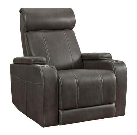 Screen Time Graphite Power Recliner w/ LED - Ornate Home