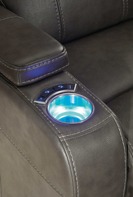 Screen Time Graphite Power Recliner w/ LED - Ornate Home