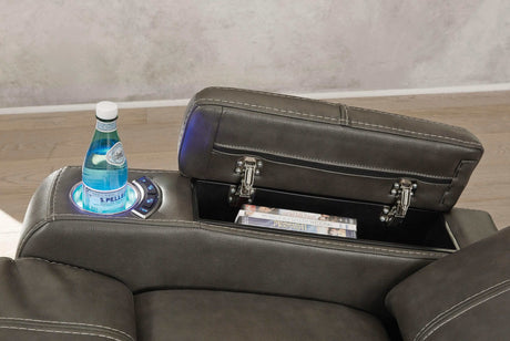 Screen Time Graphite Power Recliner w/ LED - Ornate Home