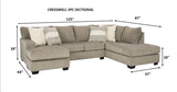 Creswell Stone 2pc Sectional w/ RAF Corner Chaise - Ornate Home