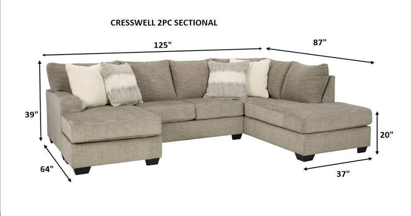 Creswell - Stone - 2pc Sectional w/ RAF Corner Chaise - Ornate Home