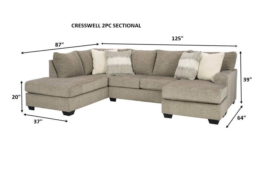 Creswell Stone 2pc Sectional w/ LAF Corner Chaise - Ornate Home