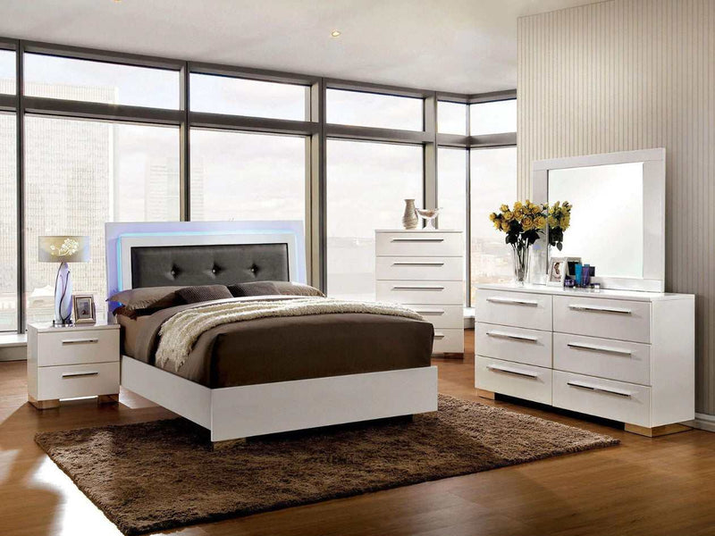 Clementine - White & Gray - Full Panel Bedroom Set / 5pc - Ornate Home