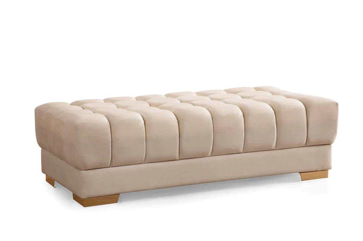 Ariana Ivory Velvet Double Chaise "U" Shape Sectional Sofa - Ornate Home