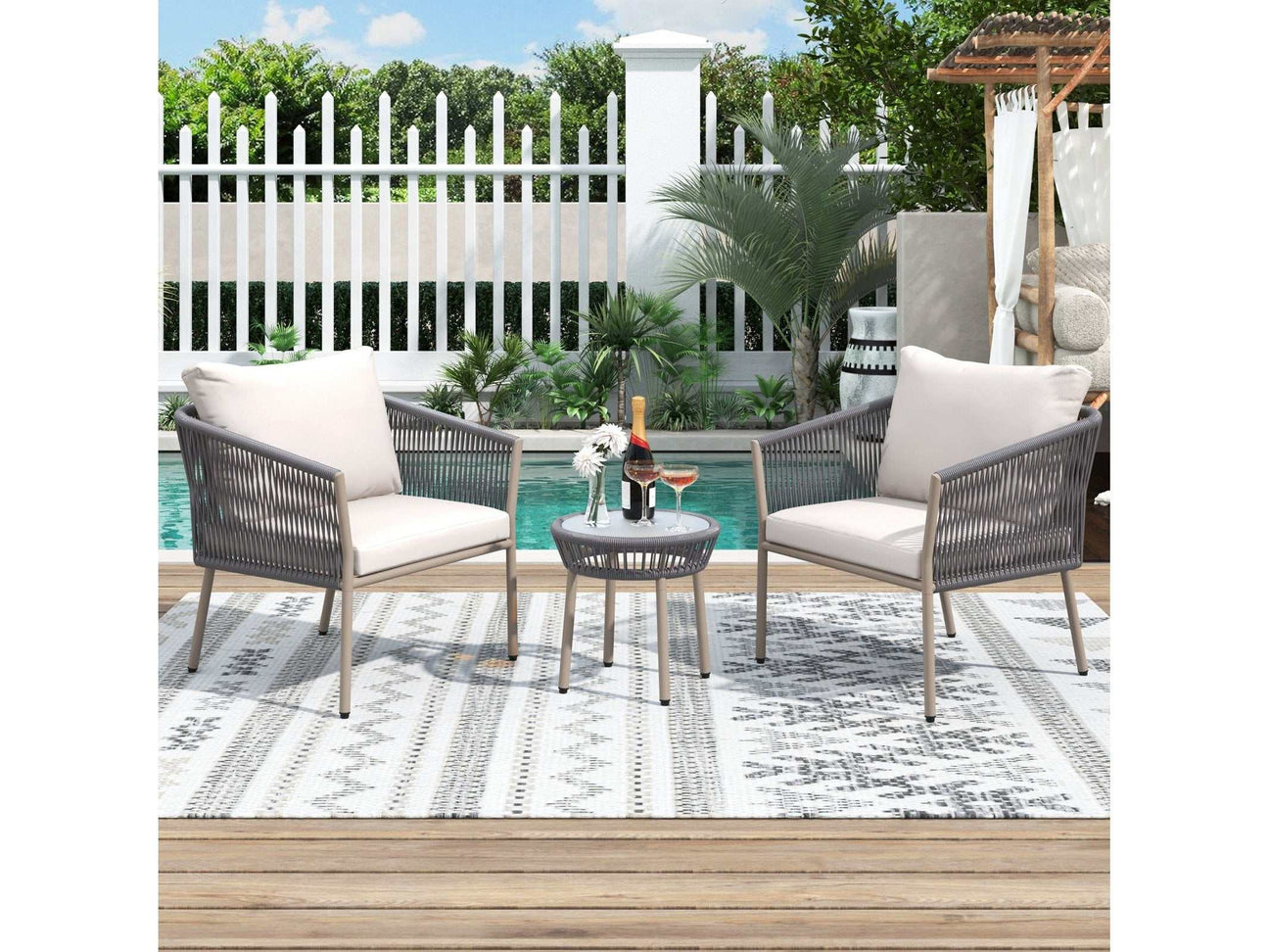 Sequoia Light Luxury Simple Style Outdoor Set Gray - Ornate Home