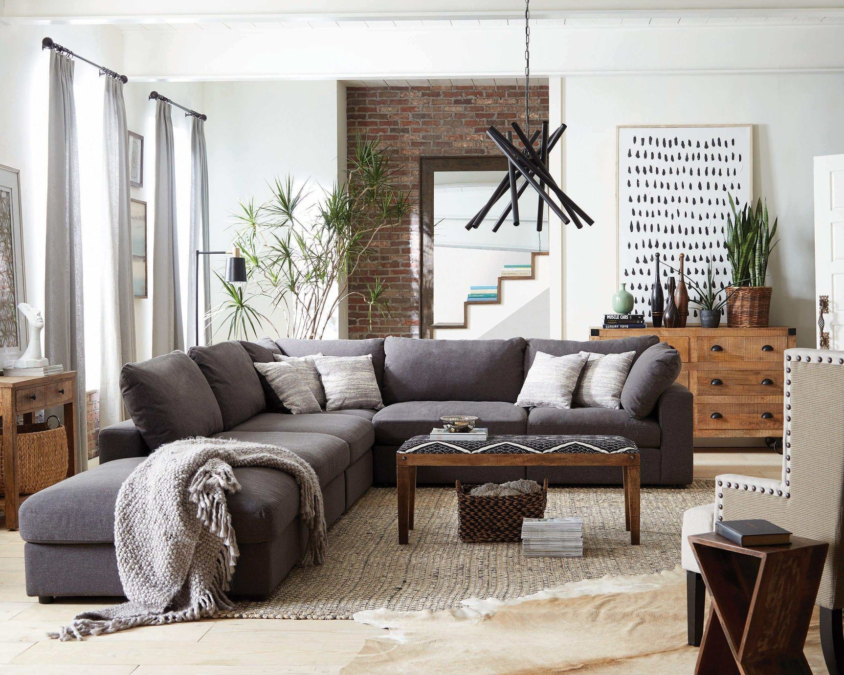 Serene Charcoal Fabric Modular Sectional Create your own Style - Ornate Home