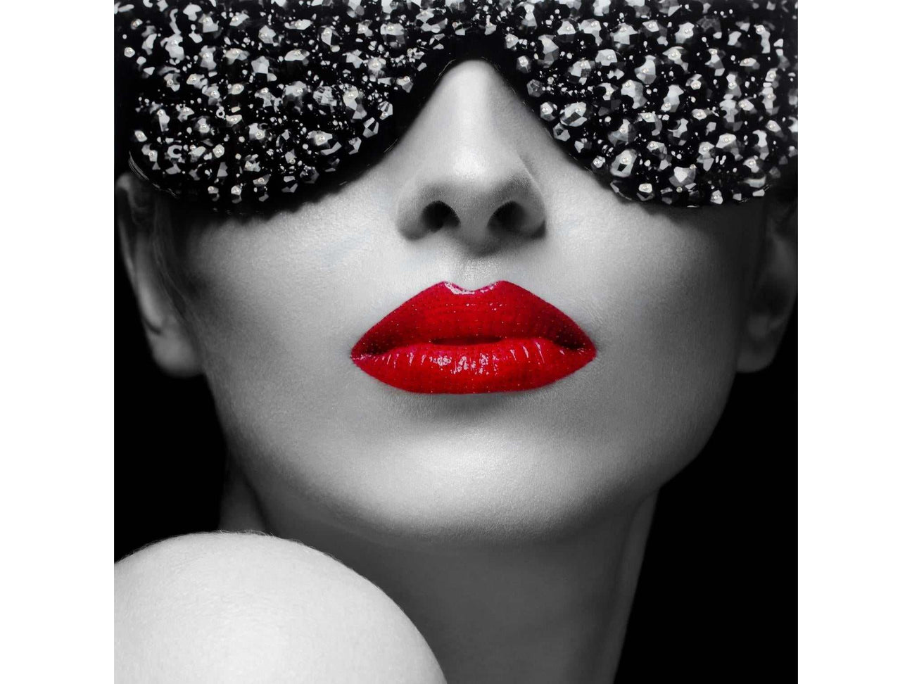 Shades Tempered Glass w / Foil & Rhinestones Wall Art - Ornate Home